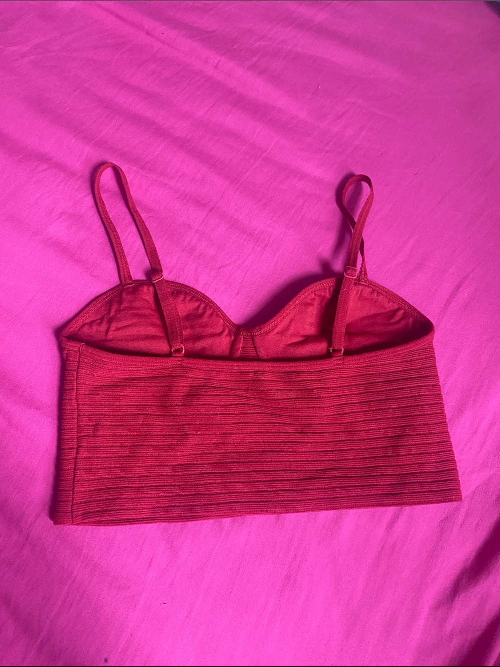 Garage Red Ribbed Bustier Crop Top - Picture 2 of 2